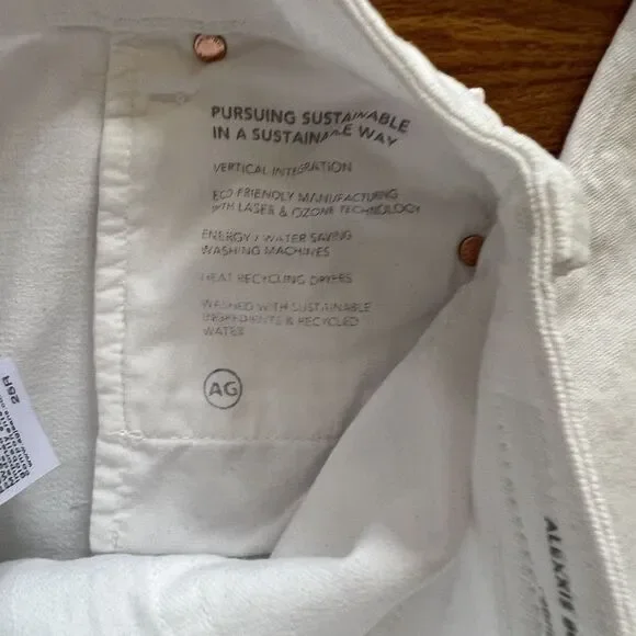 AG Adriano Goldschmied High Rise Boot Cut Jeans Sz 25 White‎ Alexxis Vintage Fit